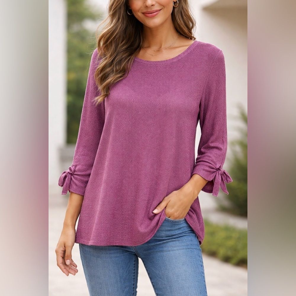 Christopher & Banks Pink Blouse 3/4 Sleeve Size XL
